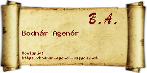 Bodnár Agenór névjegykártya